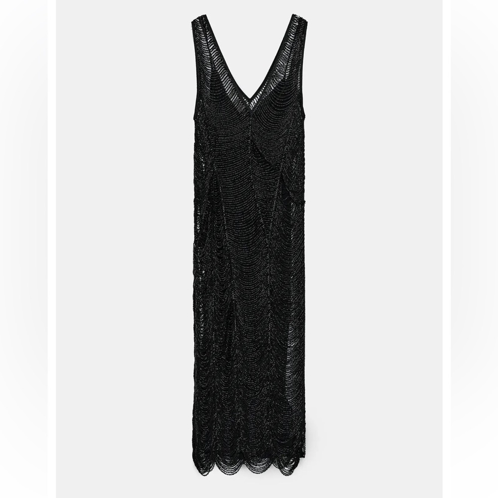 Zara Black Beaded Midi Dress S